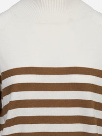 Maglia lupetto a righe in lana e cashmere beige - vista laterale e dettagli