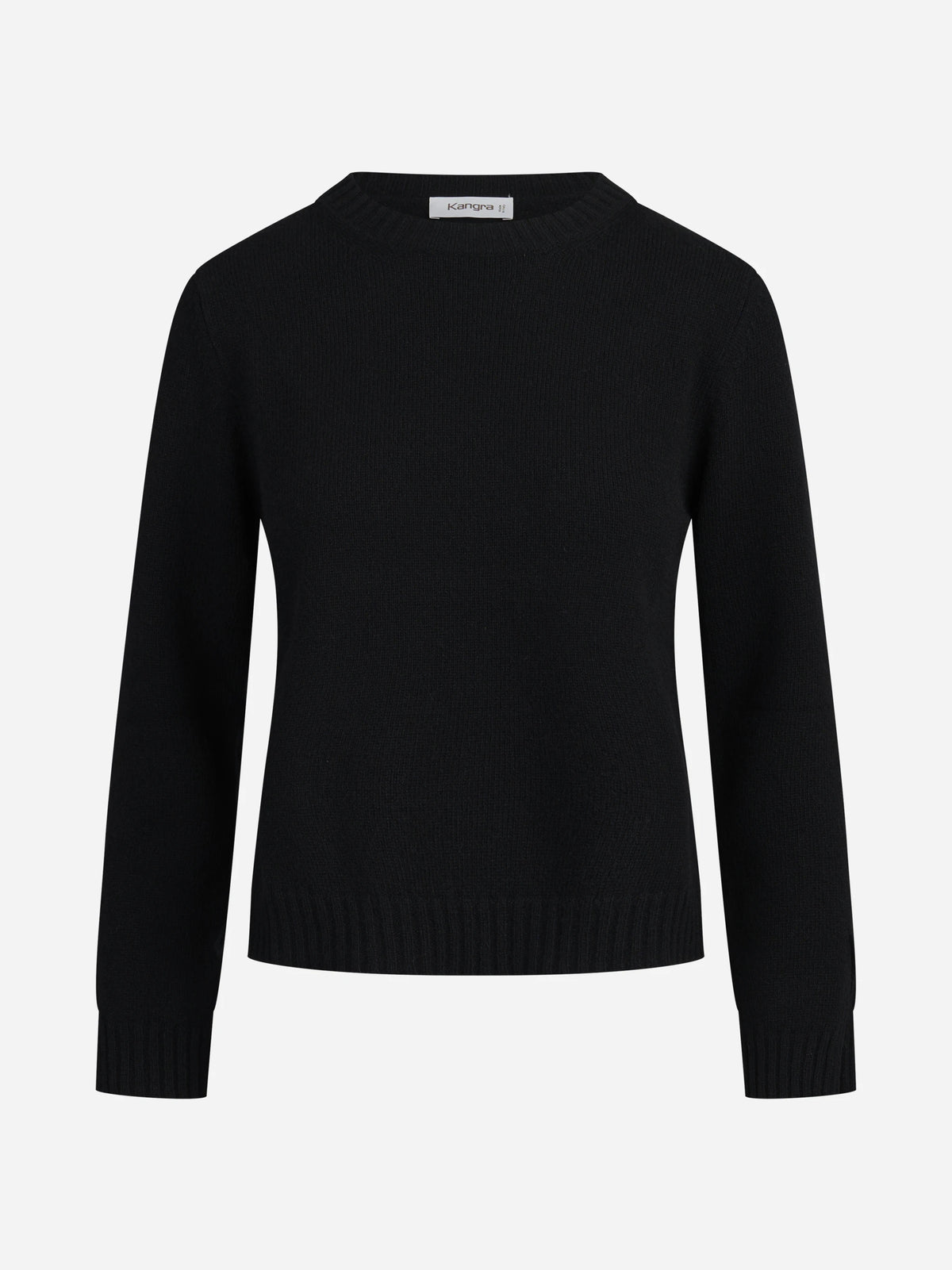Maglia girocollo in lana e cashmere nera - vista frontale