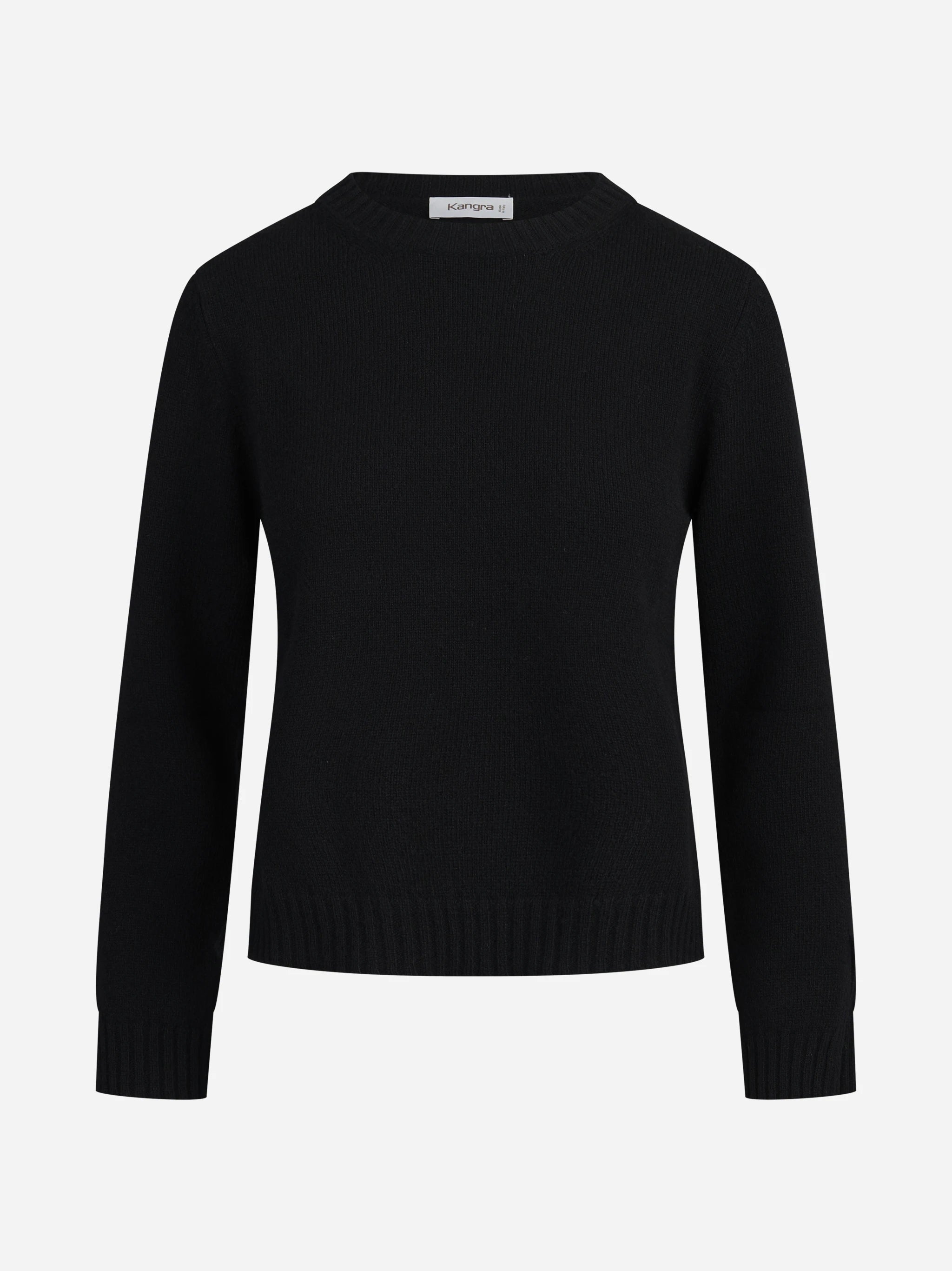 Maglia girocollo in lana e cashmere nera - vista frontale