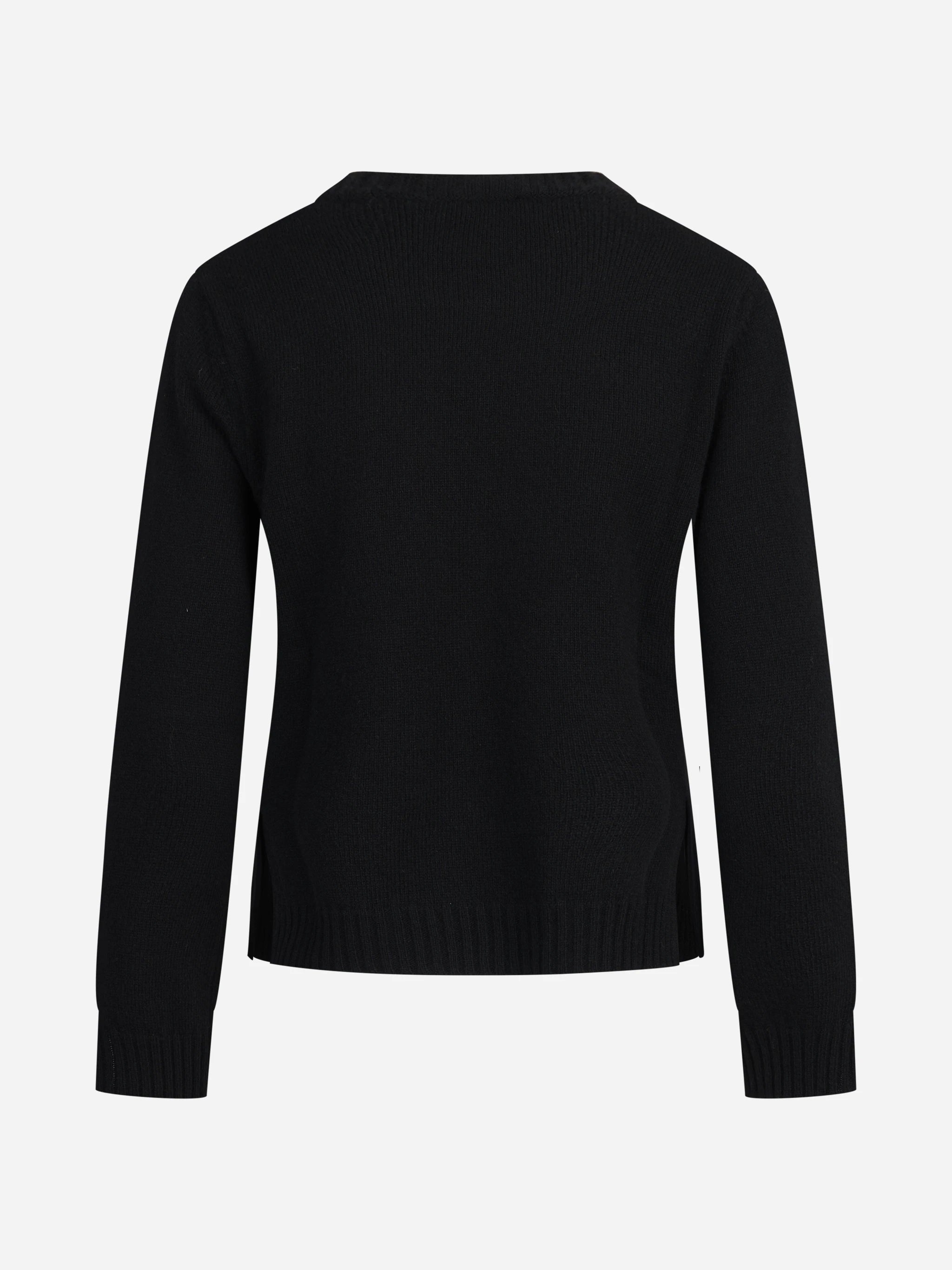 Maglia girocollo in lana e cashmere nera - vista posteriore