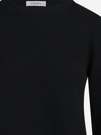 Maglia girocollo in lana e cashmere nera - dettaglio del prodotto