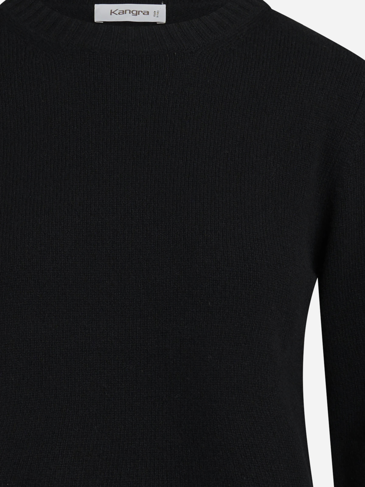 Maglia girocollo in lana e cashmere nera - dettaglio del prodotto