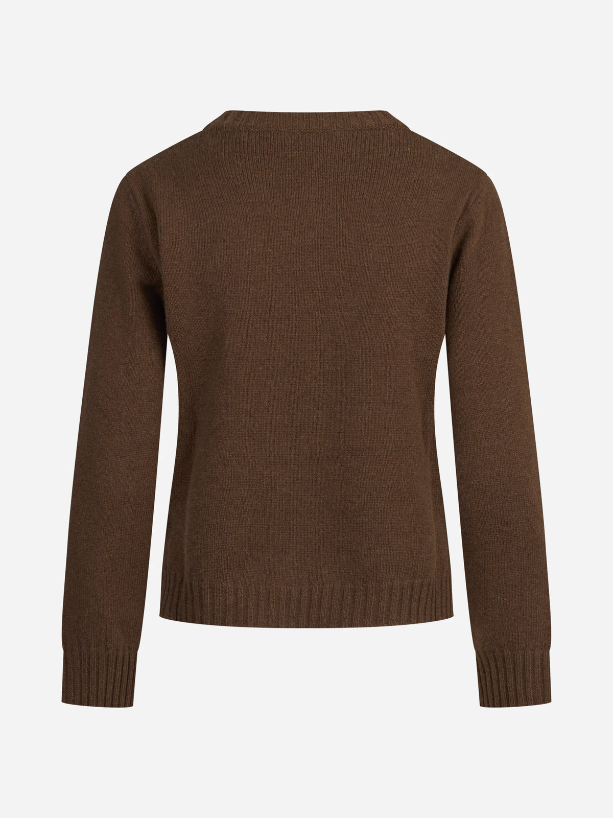 Maglia girocollo in lana e cashmere marrone - vista posteriore