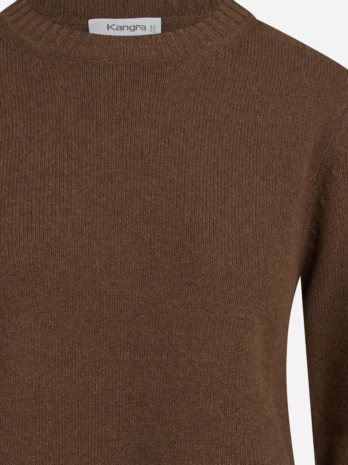 Maglia girocollo in lana e cashmere marrone - dettaglio del prodotto