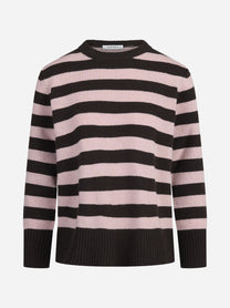 Maglia girocollo a righe in lana e cashmere - vista frontale