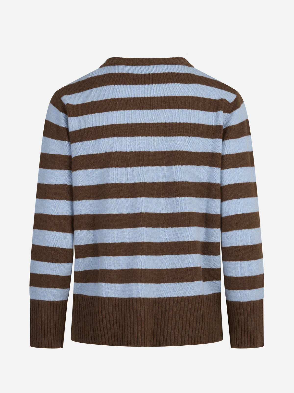 Maglia girocollo a righe in lana e cashmere - vista posteriore ravvicinata