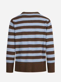 Maglia girocollo a righe in lana e cashmere - vista posteriore ravvicinata