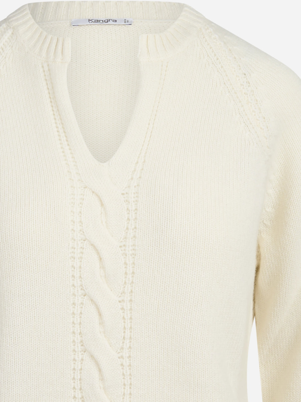 Maglia in cashmere con treccia bianco - vista posteriore