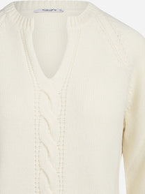 Maglia in cashmere con treccia bianco - vista posteriore