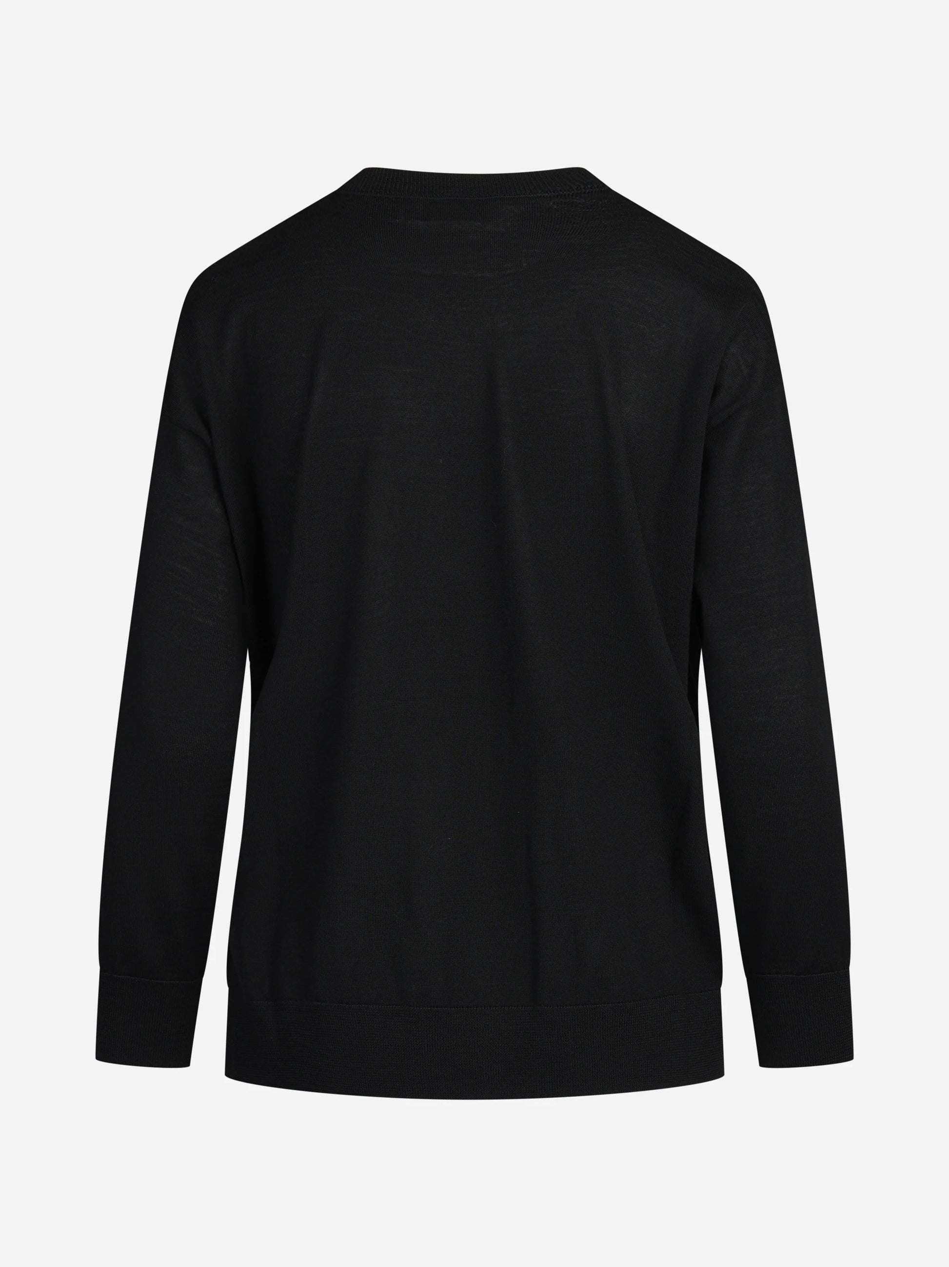 Maglia girocollo oversize in lana vergine nera - vista posteriore