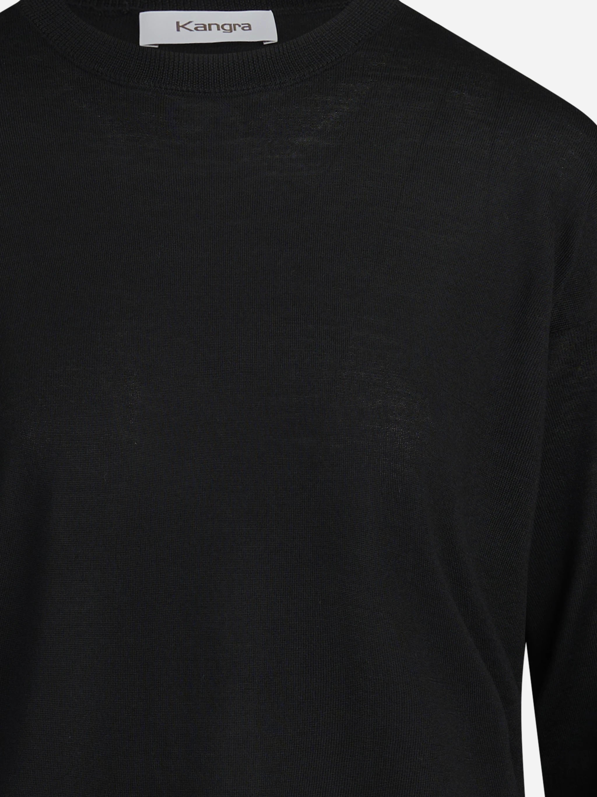 Maglia girocollo oversize in lana vergine nera - dettaglio del prodotto