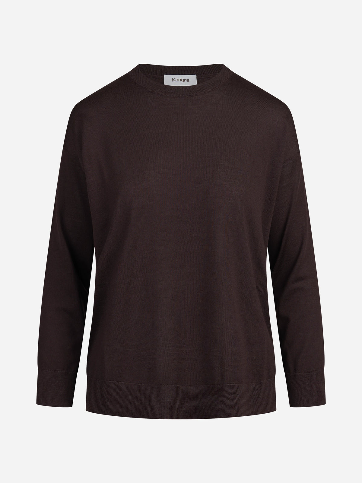 Maglia girocollo oversize in lana vergine bordeaux - vista frontale