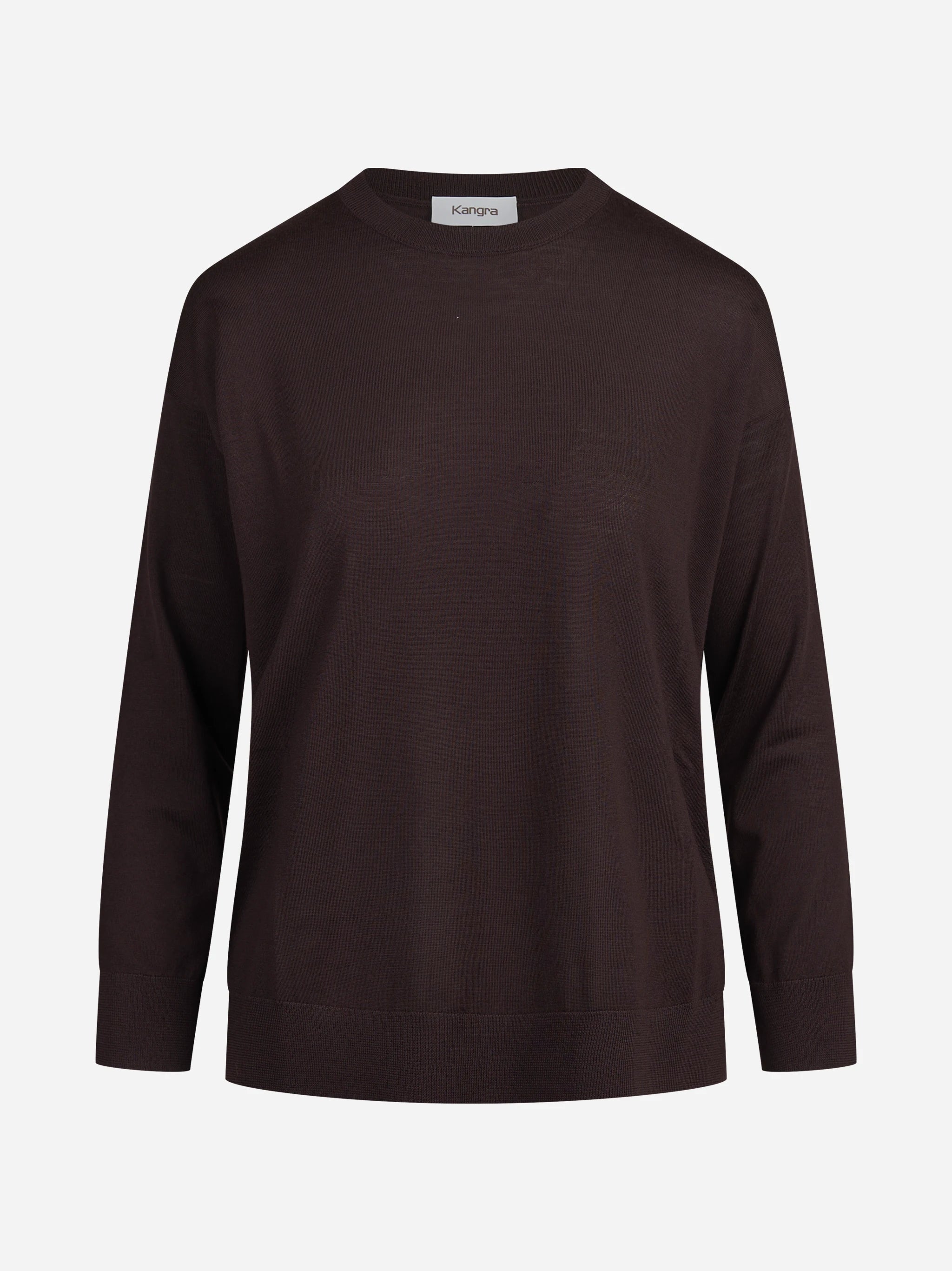 Maglia girocollo oversize in lana vergine bordeaux - vista frontale