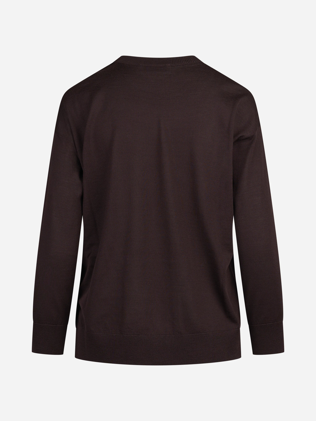 Maglia girocollo oversize in lana vergine bordeaux - vista posteriore