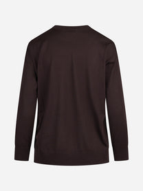Maglia girocollo oversize in lana vergine bordeaux - vista posteriore