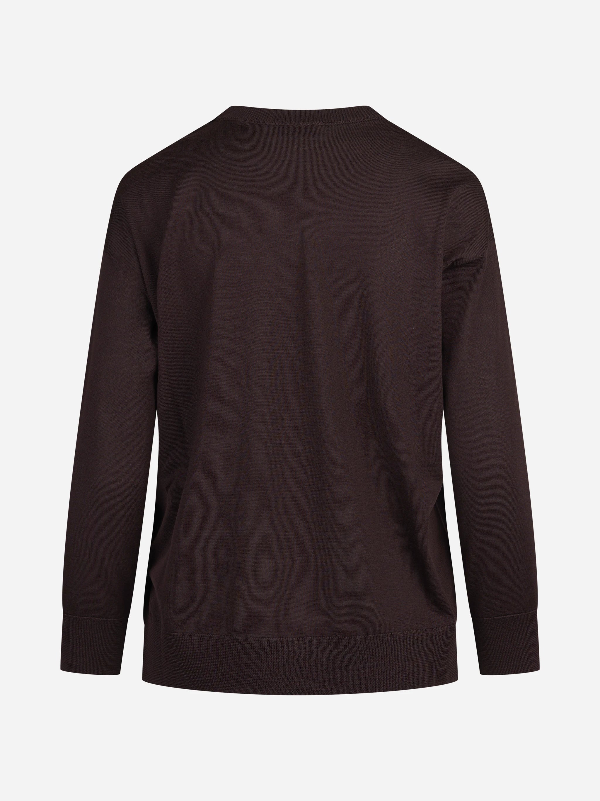 Maglia girocollo oversize in lana vergine bordeaux - vista posteriore