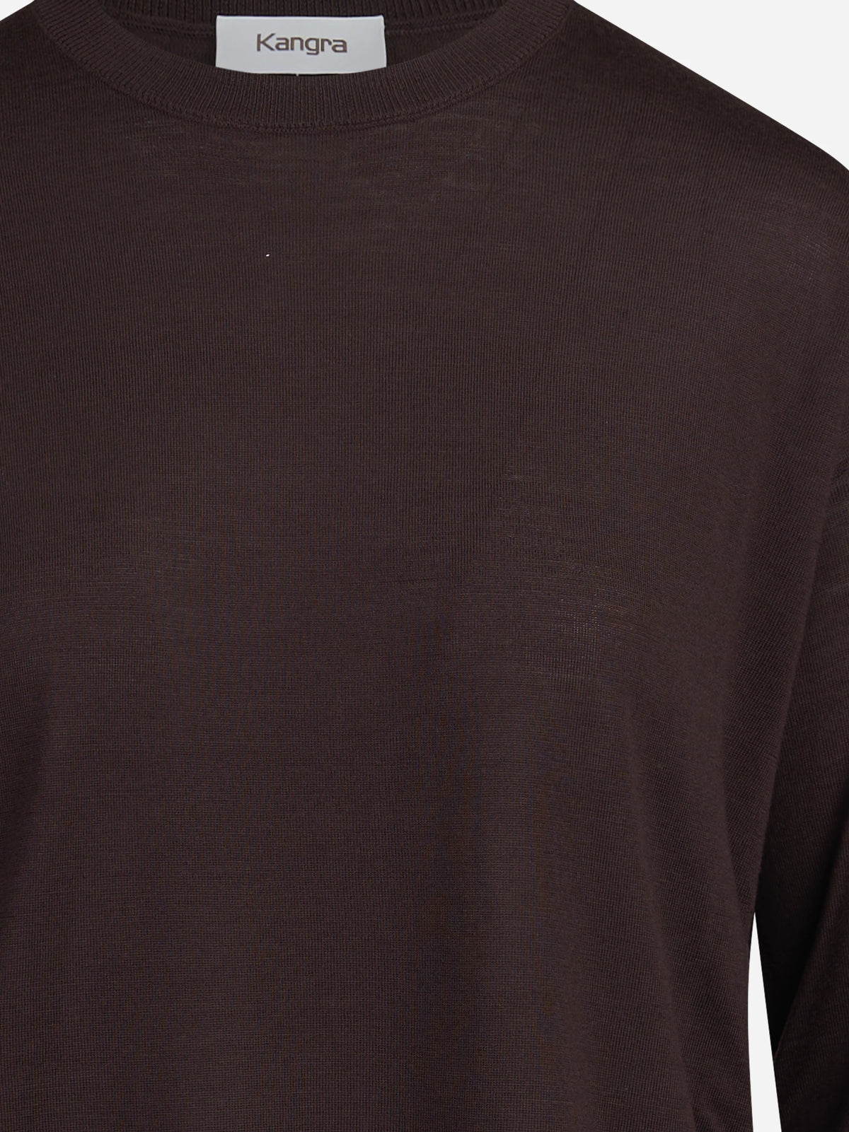 Maglia girocollo oversize in lana vergine bordeaux - dettaglio del prodotto