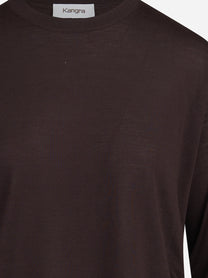 Maglia girocollo oversize in lana vergine bordeaux - dettaglio del prodotto