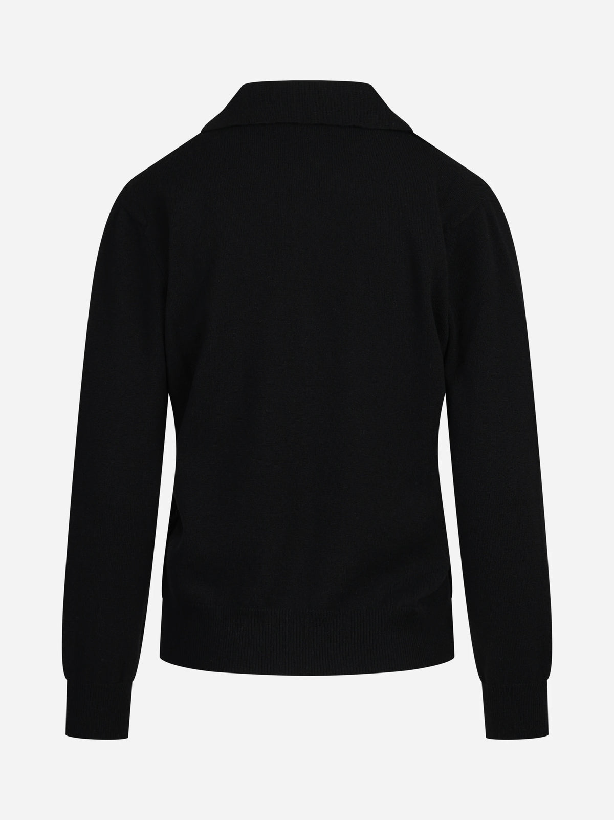 Polo aperta in lana e cashmere nero - dettaglio del prodotto