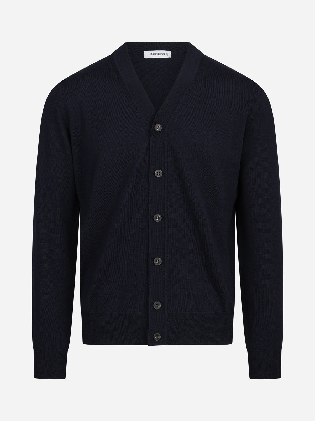 Cardigan rasato in lana vergine blu KANGRA – immagine 1 di 3