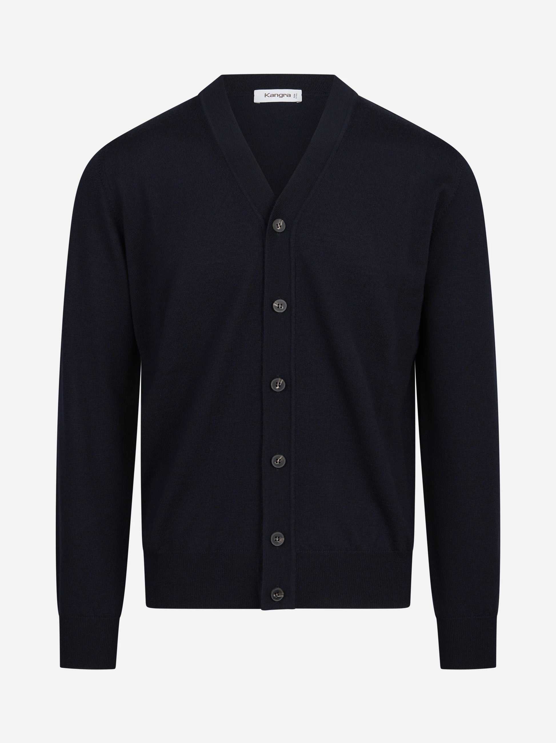 Cardigan rasato in lana vergine blu KANGRA – immagine 1 di 3