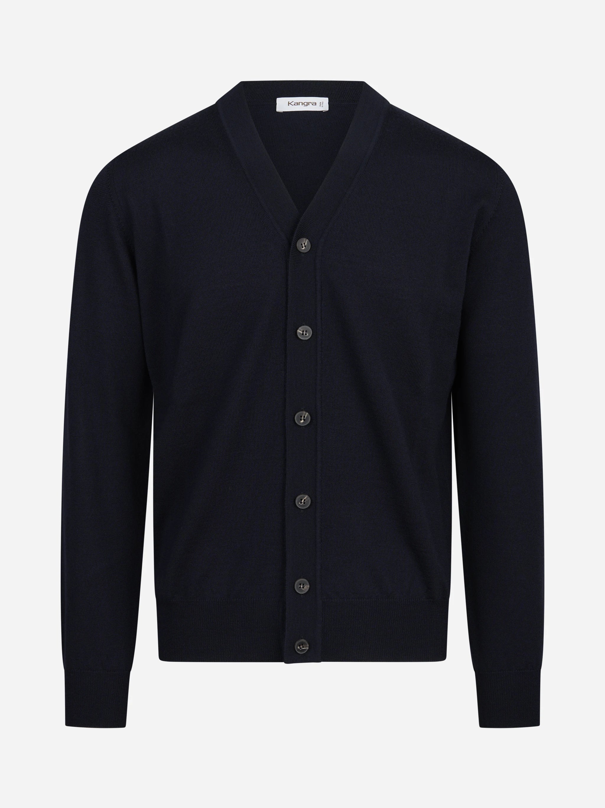 Cardigan rasato in lana vergine blu KANGRA – immagine 1 di 3