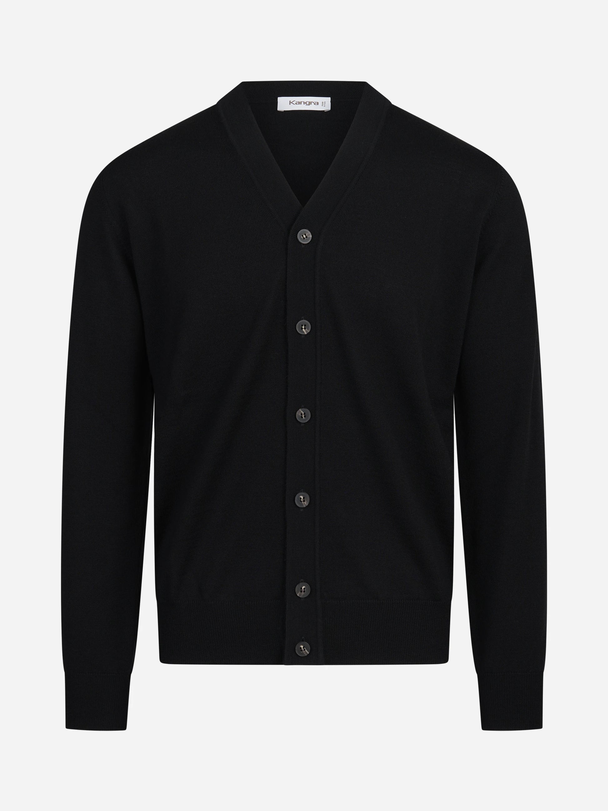 Cardigan rasato in lana vergine nero