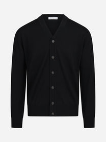 Cardigan rasato in lana vergine nero