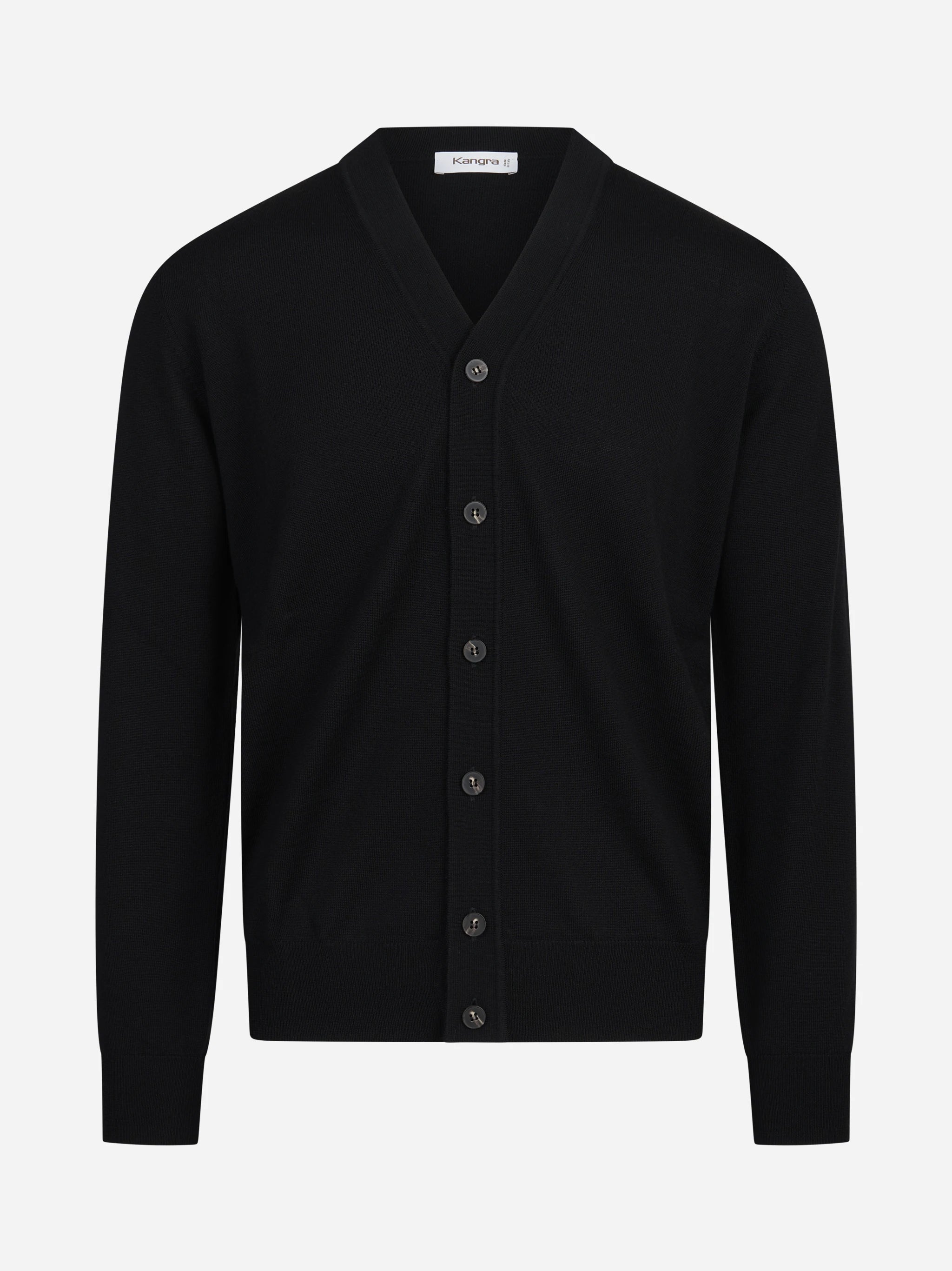 Cardigan rasato in lana vergine nero