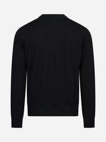 Cardigan rasato in lana vergine nero