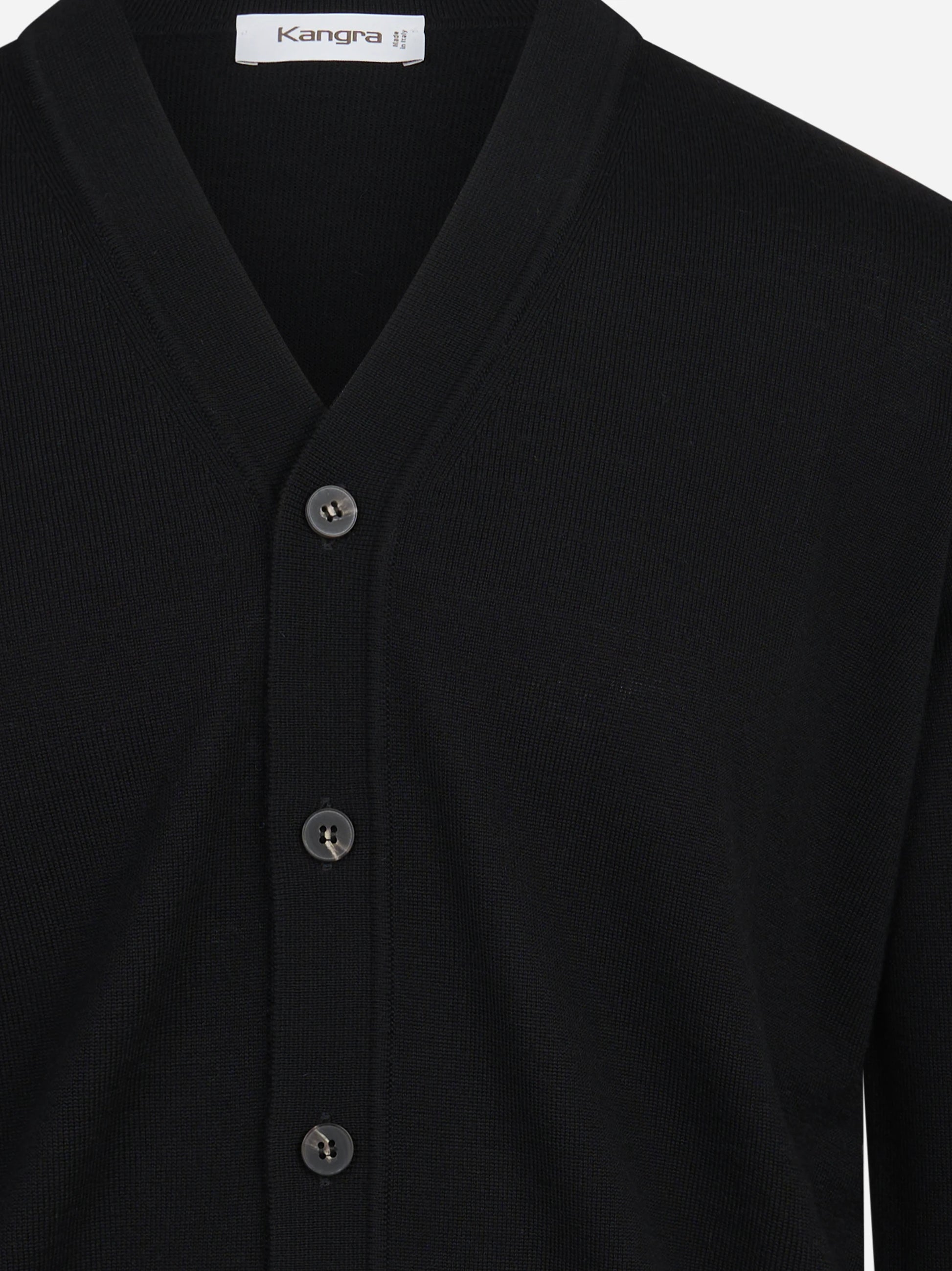 Cardigan rasato in lana vergine nero