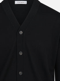 Cardigan rasato in lana vergine nero