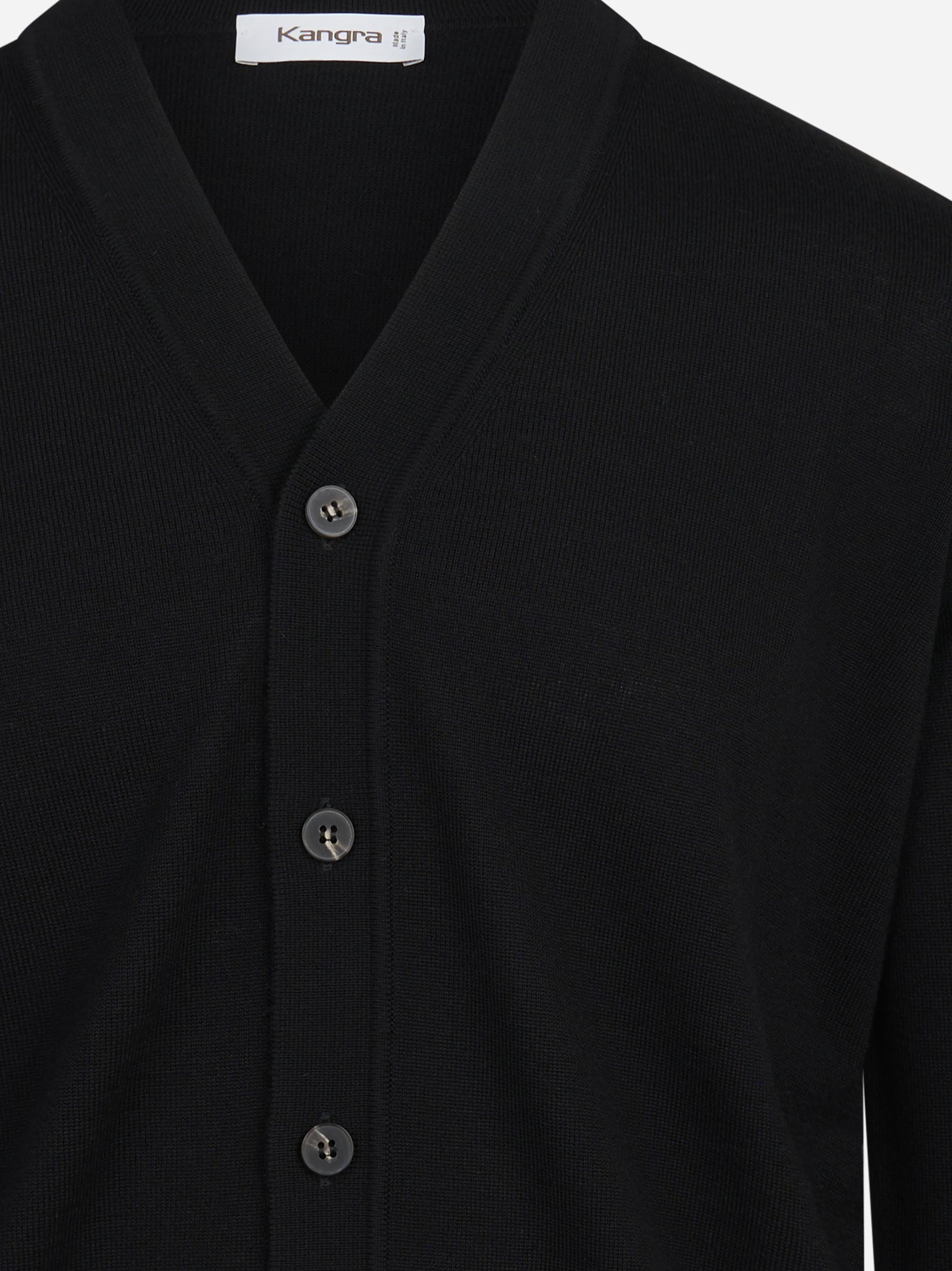 Cardigan rasato in lana vergine nero