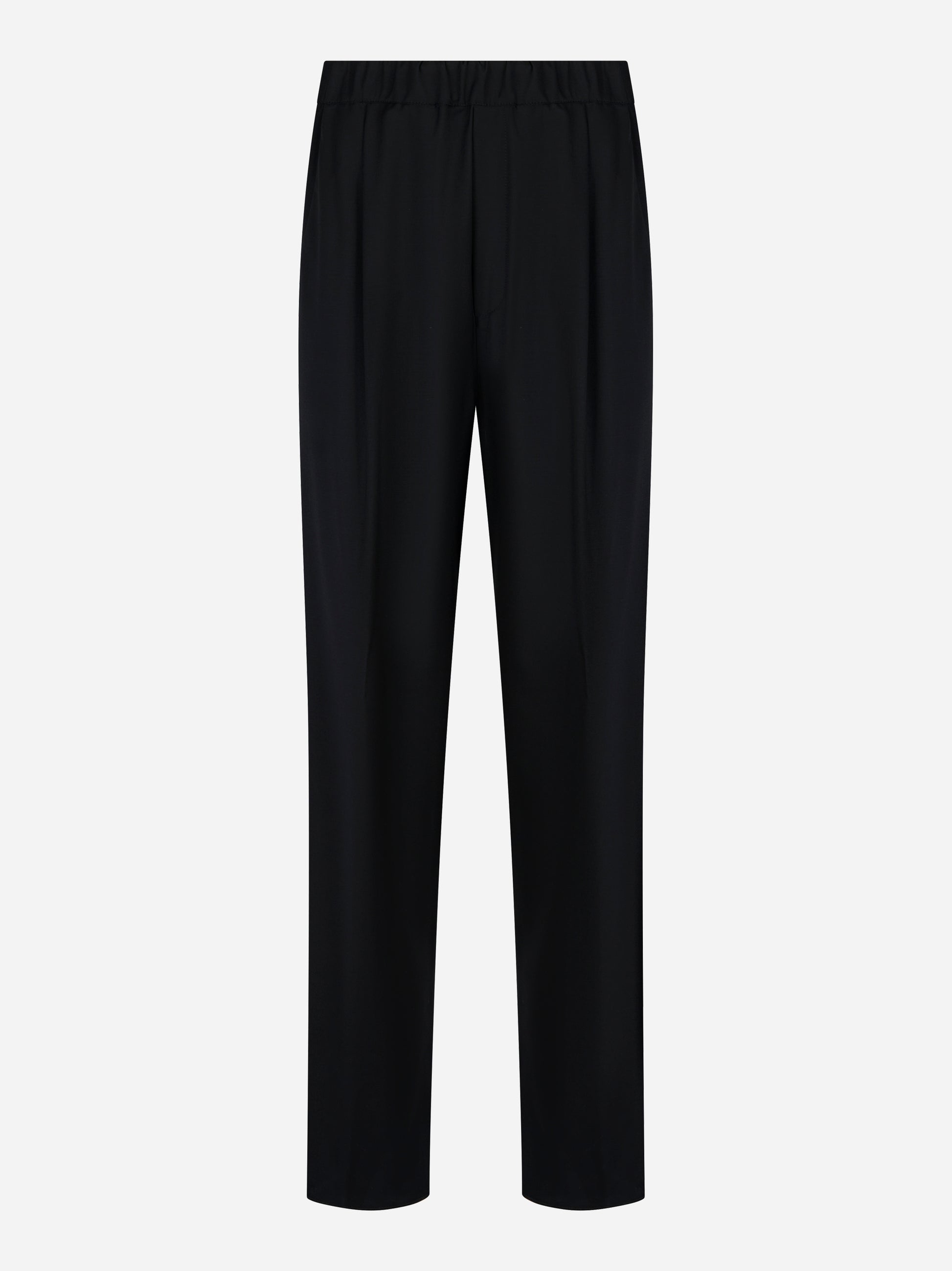 Pantalone Laneus loose fit in fresco lana nero fronte