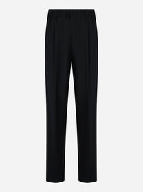 Pantalone Laneus loose fit in fresco lana nero fronte