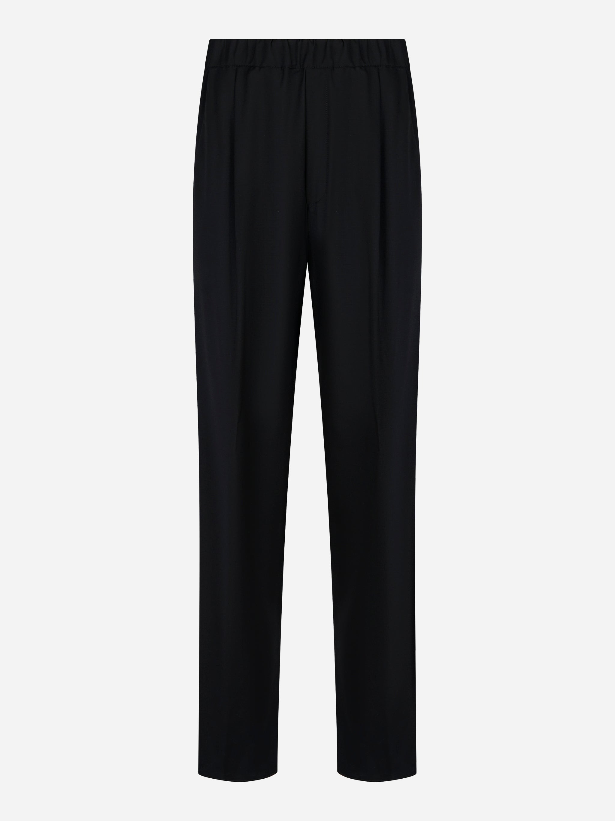 Pantalone Laneus loose fit in fresco lana nero fronte