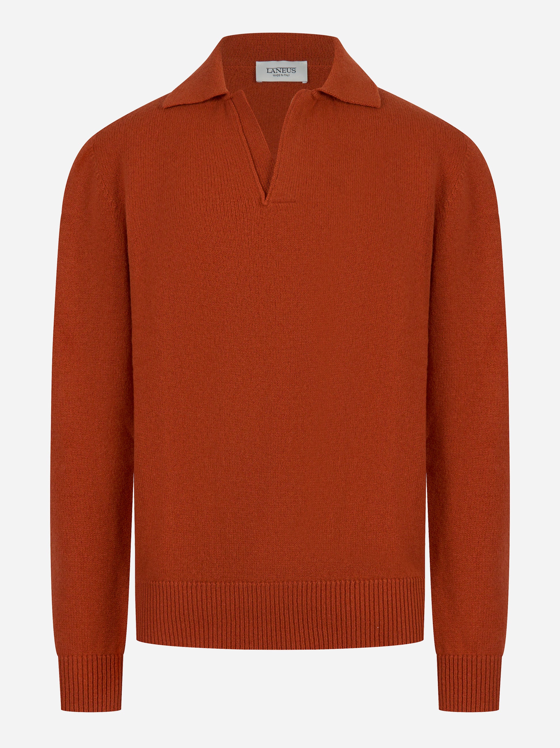 Polo ruggine in lana merinos e cashmere LANEUS fronte