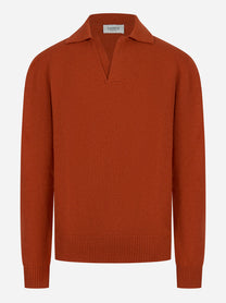 Polo ruggine in lana merinos e cashmere LANEUS fronte
