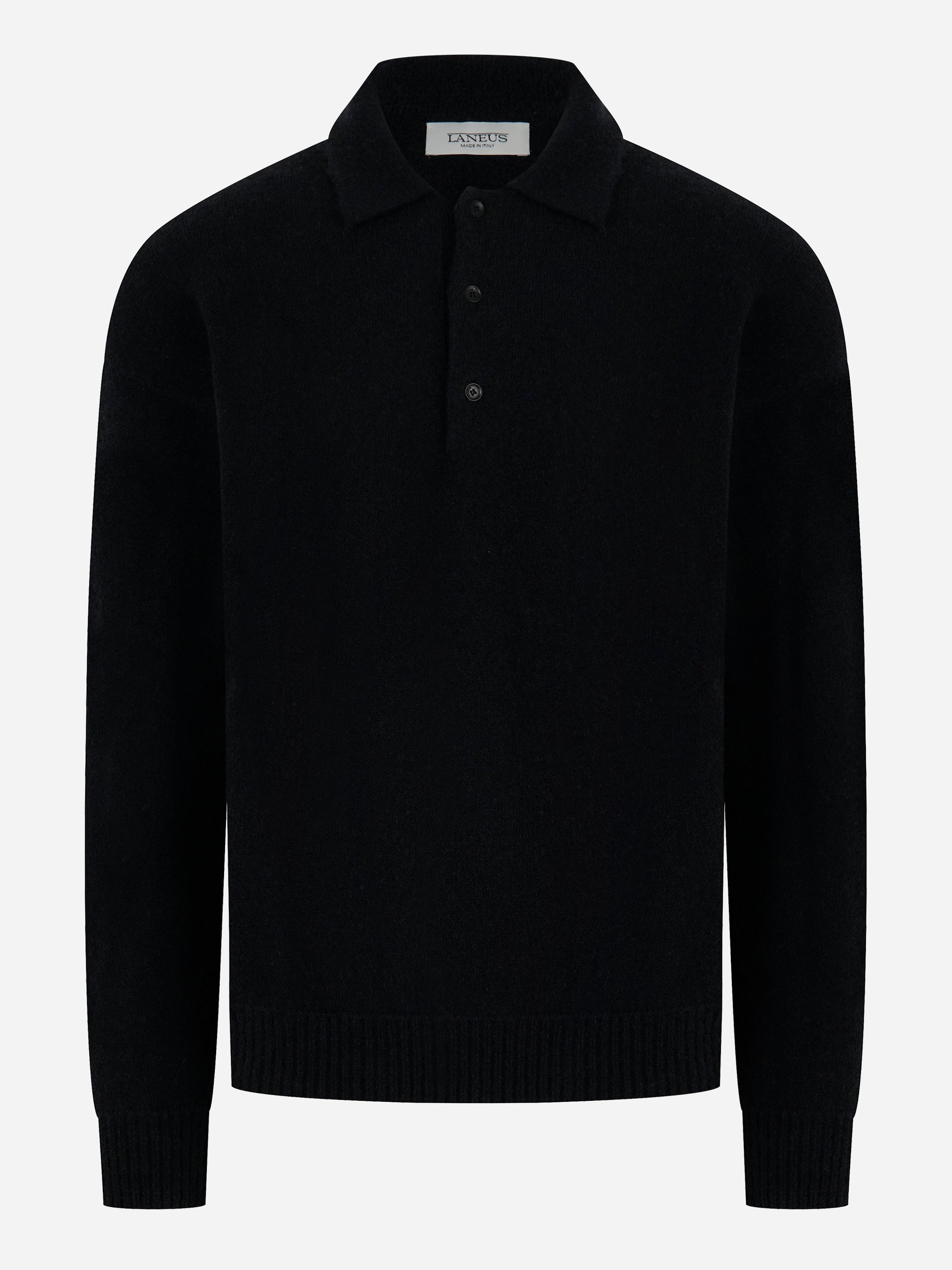 Polo manica lunga in cashmere e seta Nera