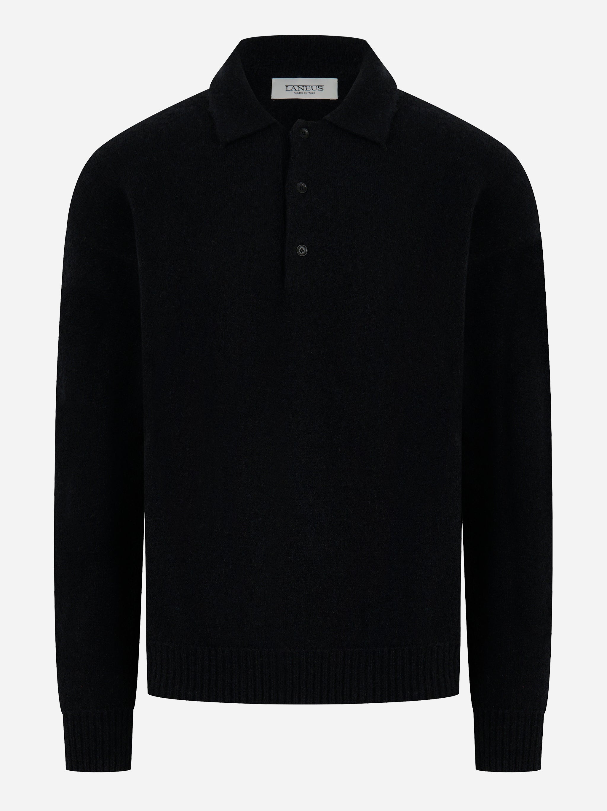 Polo manica lunga in cashmere e seta Nera