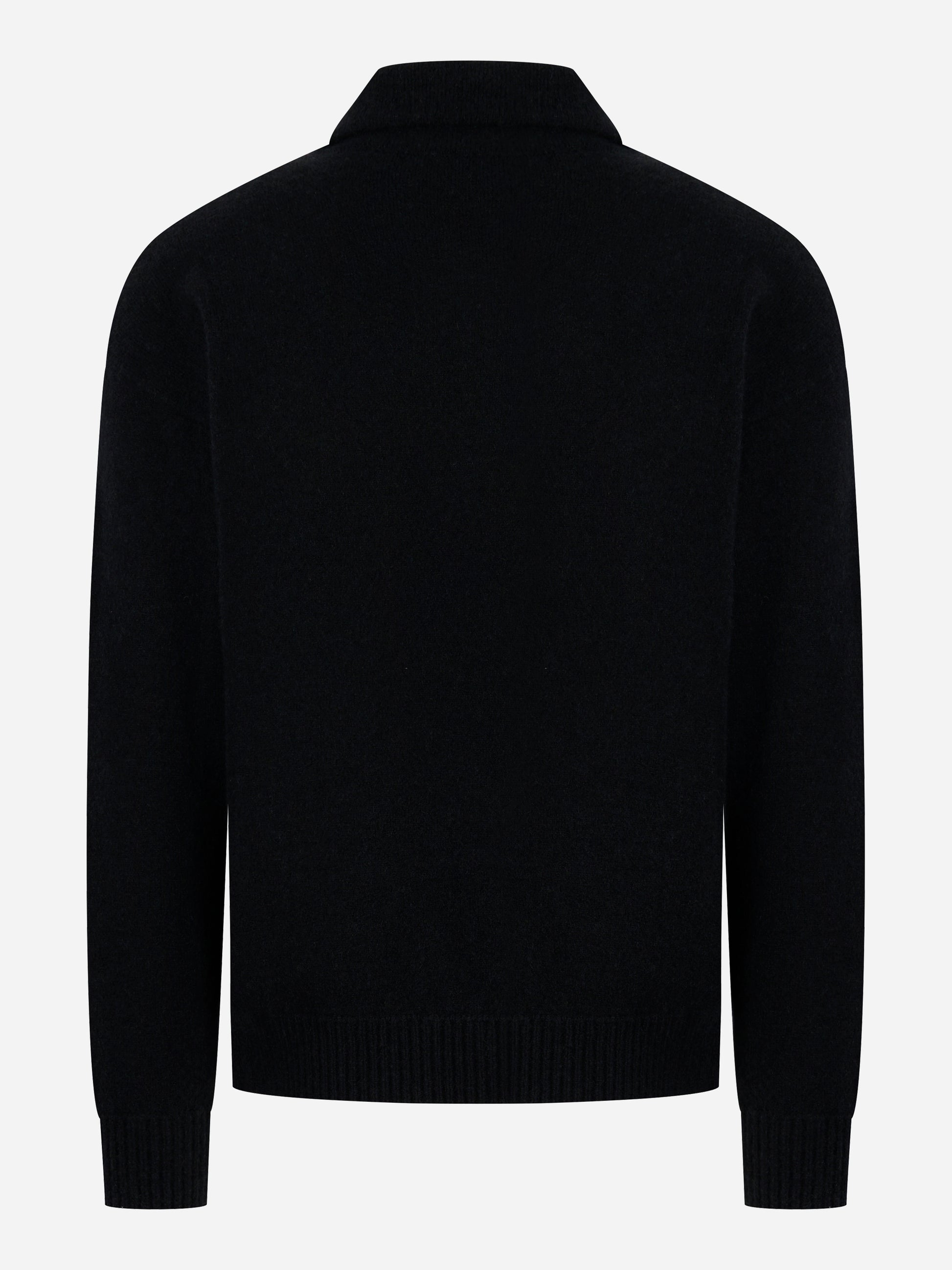 Polo manica lunga nera in cashmere e seta LANEUS vista posteriore