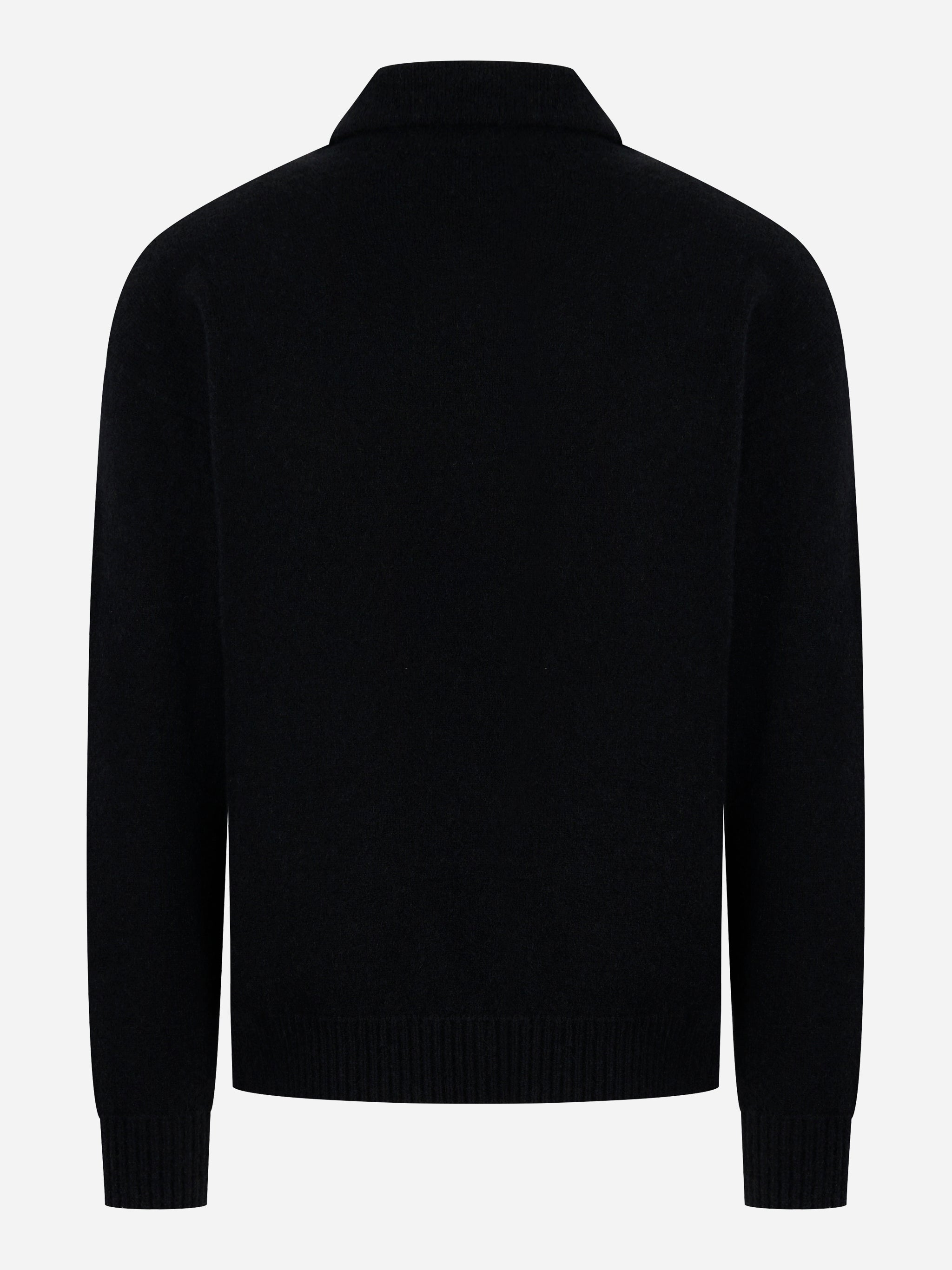 Polo manica lunga nera in cashmere e seta LANEUS vista posteriore