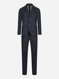 Abito monopetto in denim light blu