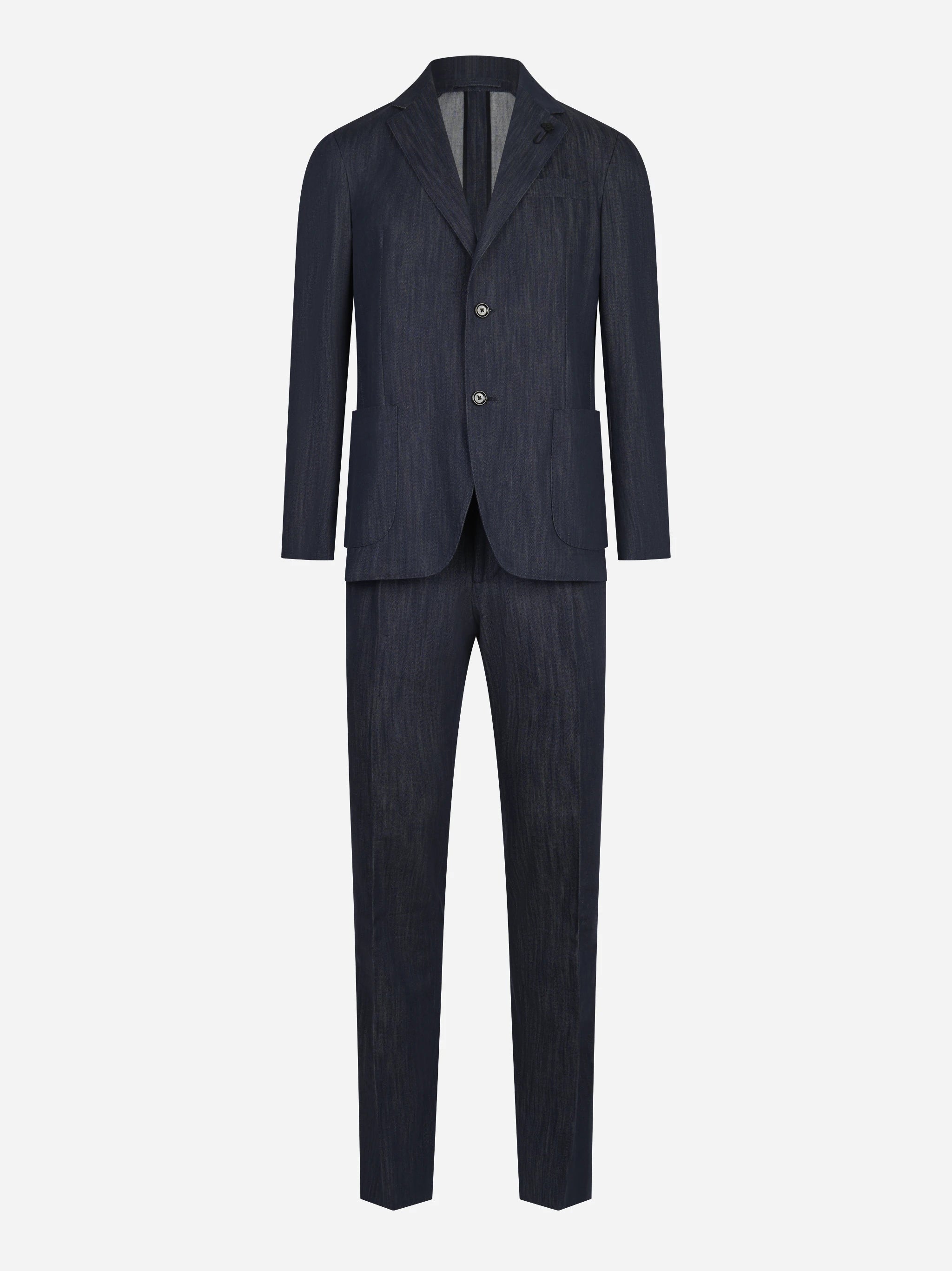Abito monopetto in denim light blu