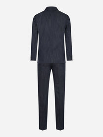 Abito monopetto in denim light blu