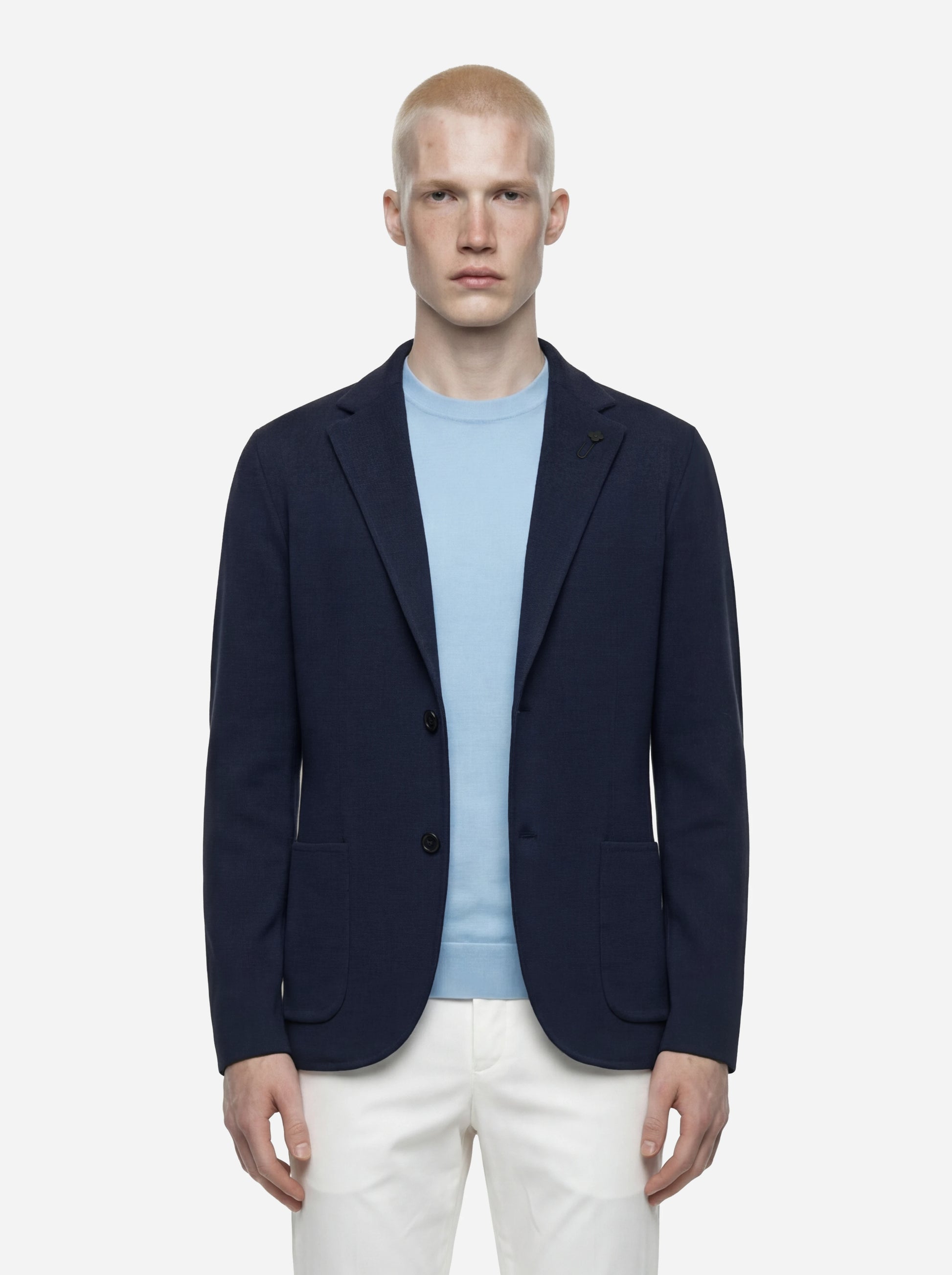 Giacca maglia blu in cotone
