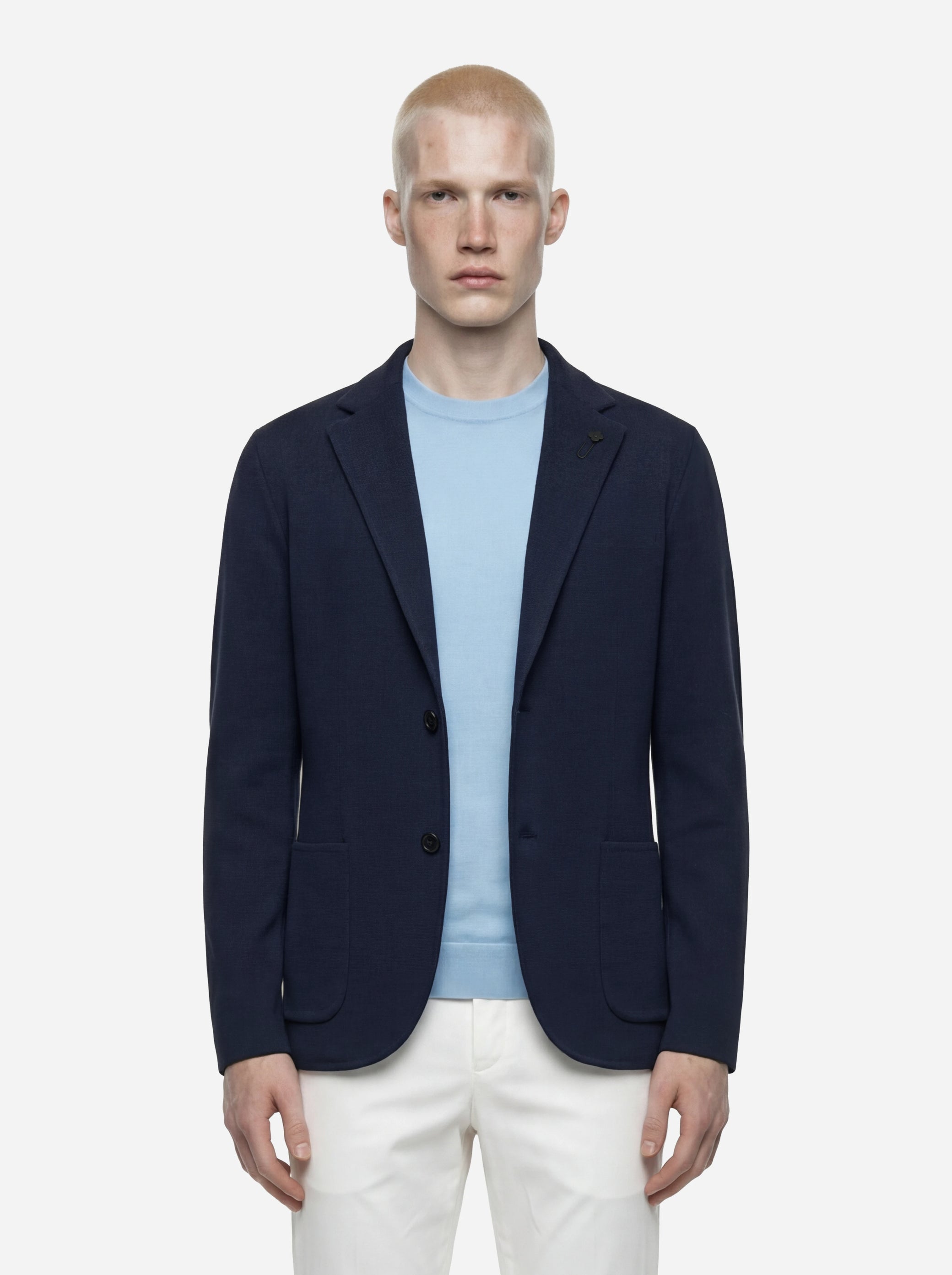 Giacca maglia blu in cotone