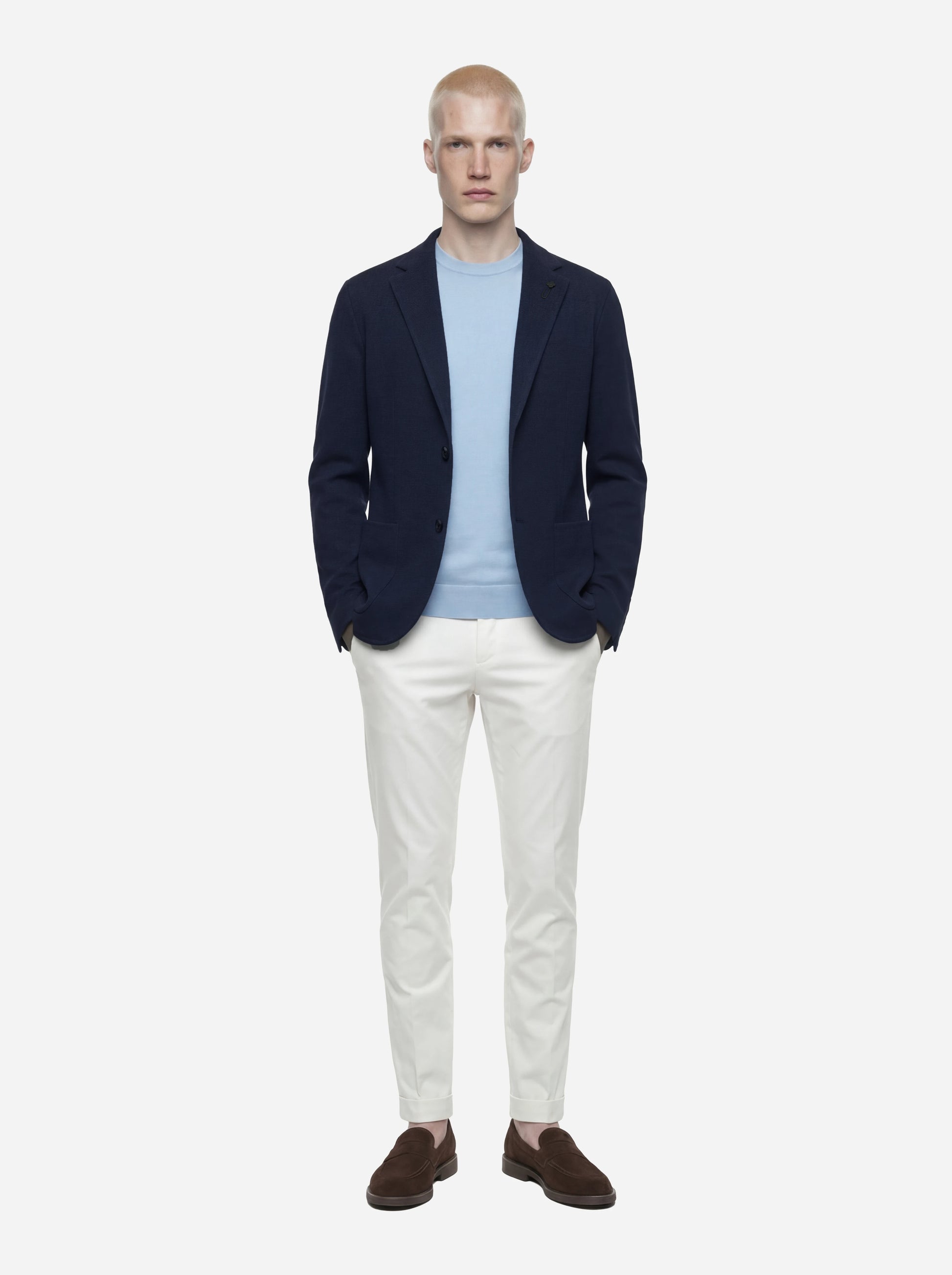 Giacca maglia blu in cotone