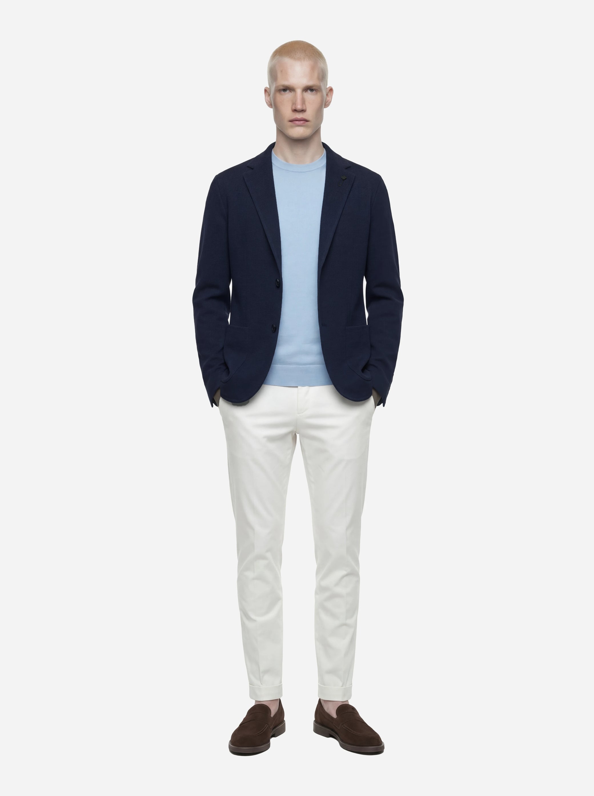 Giacca maglia blu in cotone