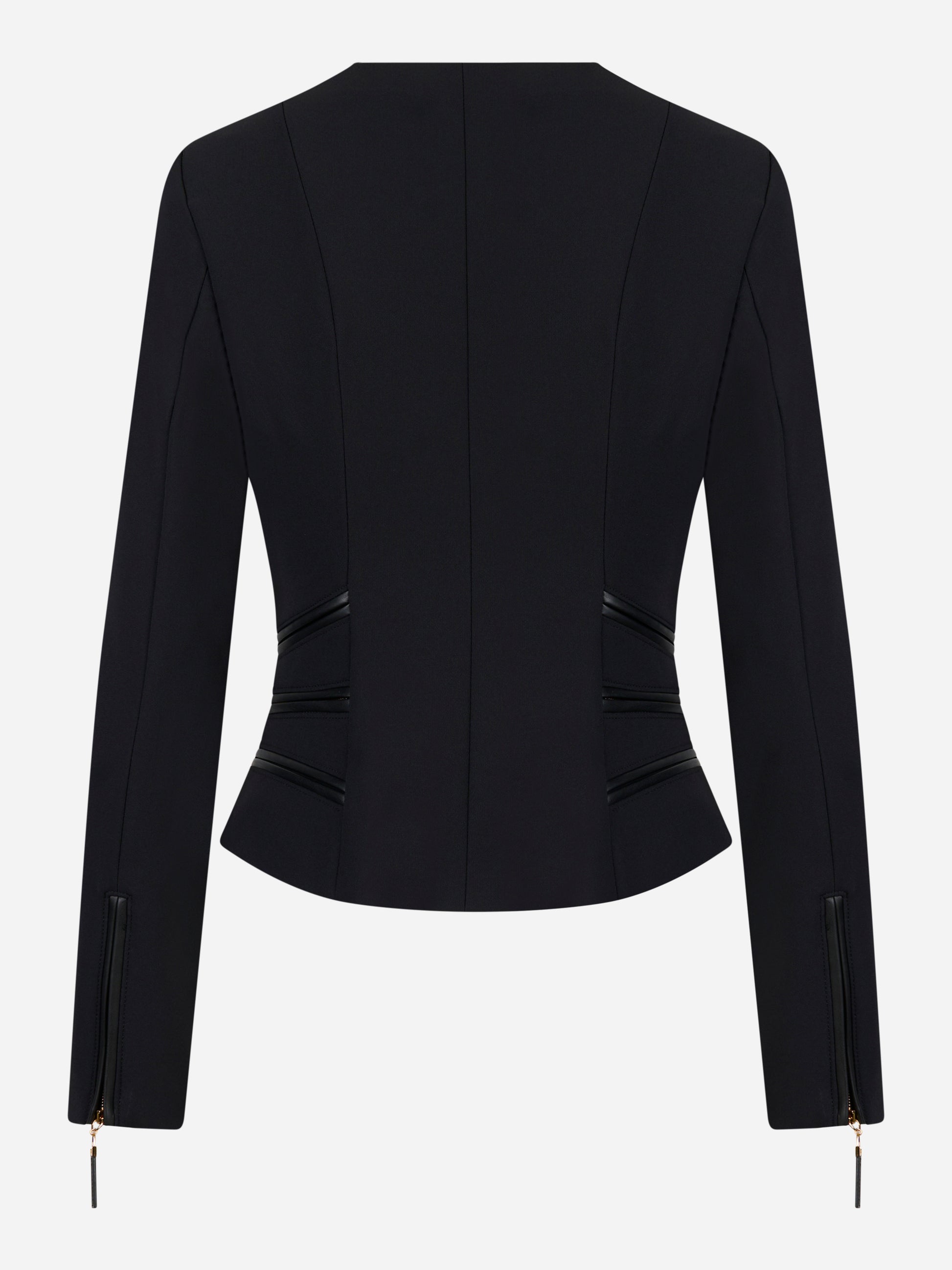 Giacca nera Elisabetta Franchi in doppio crepe con zip decorative - retro